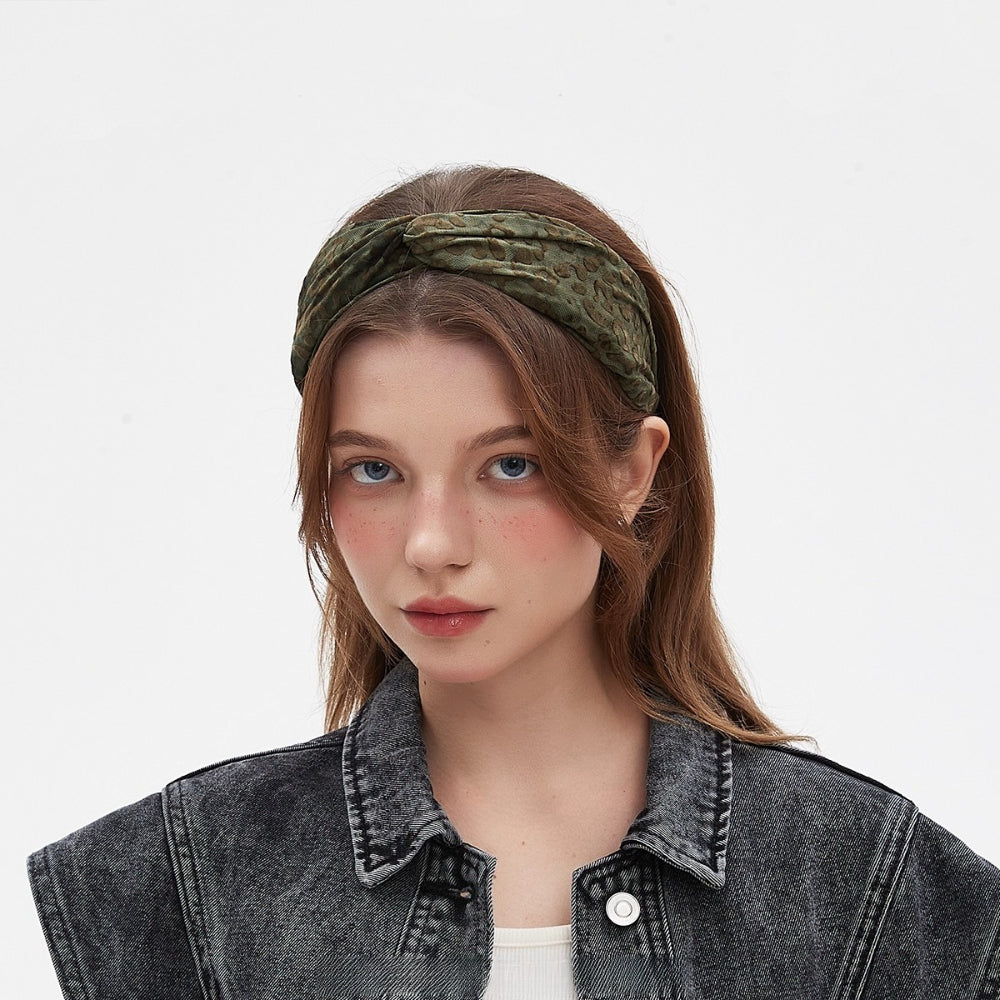 olive green quilted padded minimalist women's headband in soft fabric