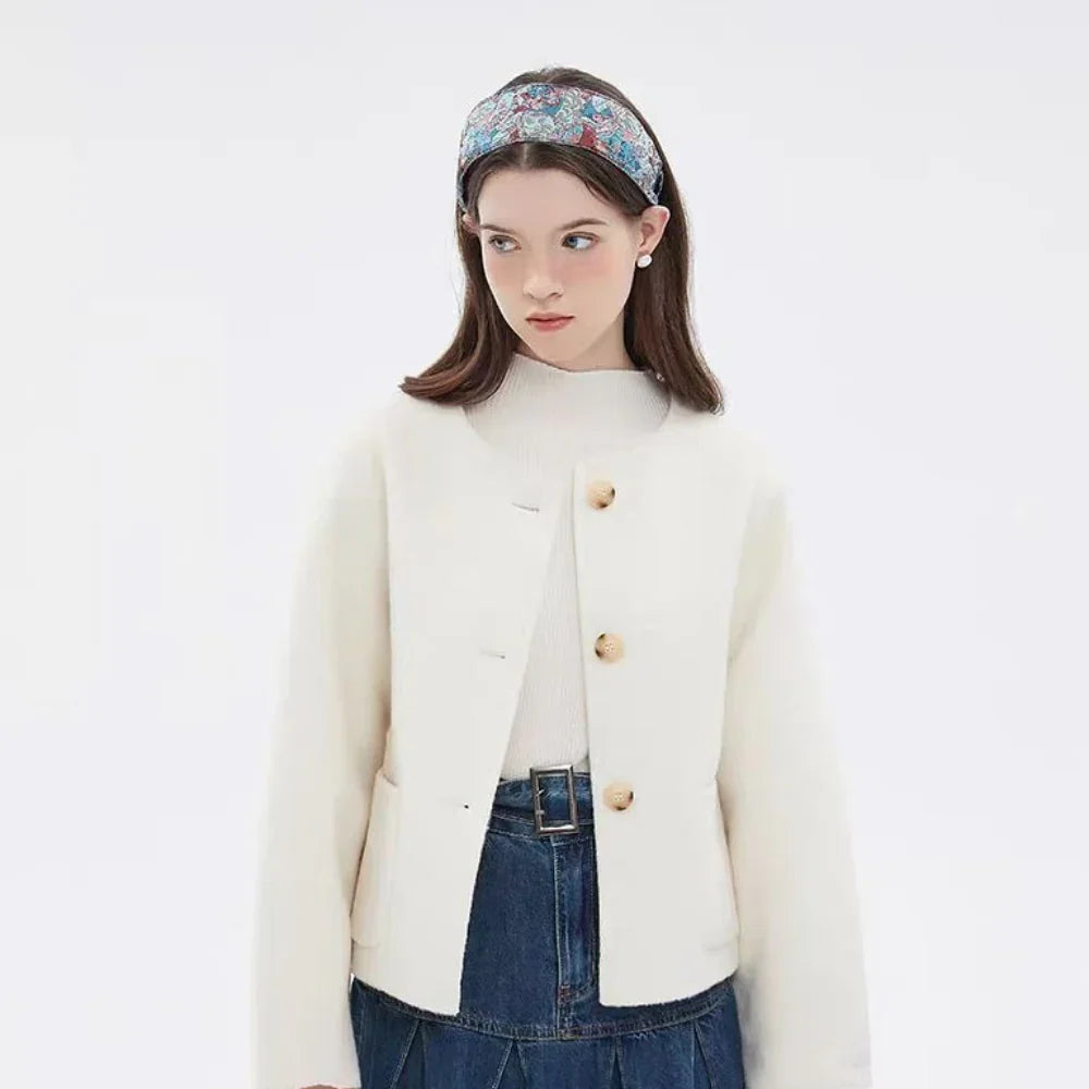 Blue and pink floral printed fabric women's headband, wide style